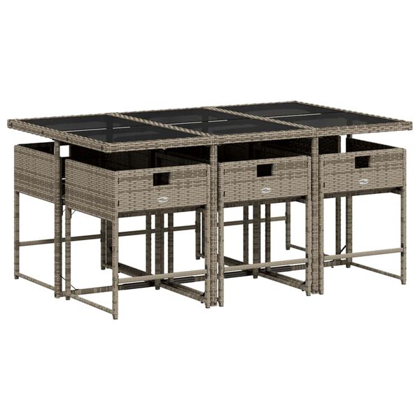 vidaXL Set mobilier de grădină cu perne, 7 piese, gri, poliratan