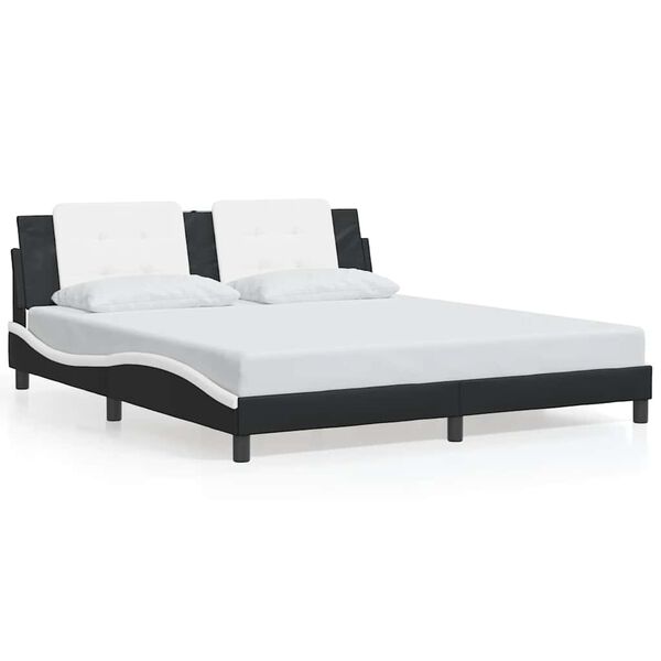 vidaXL Cadru de pat fără saltea Zadar negru și alb 180x200cm piele artificială