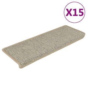 vidaXL Covorașe scări autoadezive, 15 buc. verde deschis 65x21x4 cm, sisal