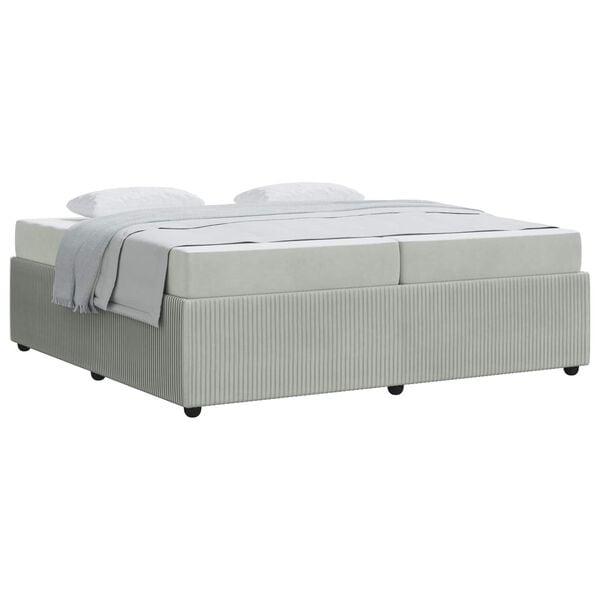 vidaXL Cadru de pat cu saltea Gri deschis 200 x 200 cm țesătură