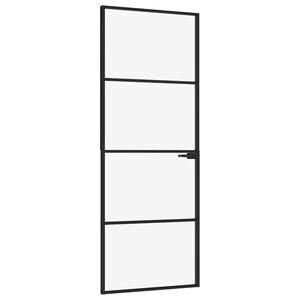 vidaXL Ușă de interior negru 76x201,5 cm sticlă securiz./aluminiu slim