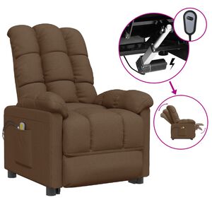 vidaXL Fotoliu de masaj electric, maro, material textil