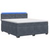 vidaXL Pat box spring cu saltea și LED Gri &icirc;nchis 140 x 200 cm Catifea