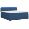 vidaXL Pat box spring cu saltea și LED albastru 200 x 200 cm Țesătură