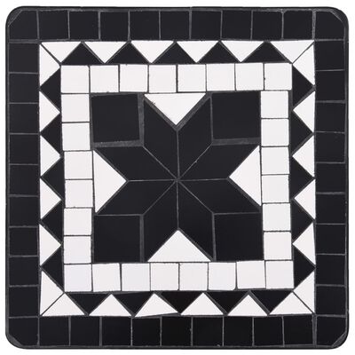 vidaXL Masă laterală cu mozaic, negru și alb, ceramică