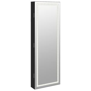 vidaXL Dulap de bijuterii cu oglindă și lumini LED, de perete, negru