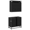 vidaXL Set de mobilier pentru baie 2 pcs Stejar Negru Lemn compozit