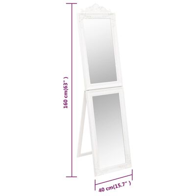 vidaXL Oglindă de sine stătătoare, alb, 40x160 cm
