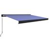 vidaXL Copertină manuală tip casetă, albastru și alb, 400 x 300 cm