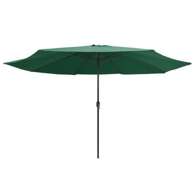 vidaXL Umbrelă de soare de exterior, stâlp metalic, verde, 400 cm