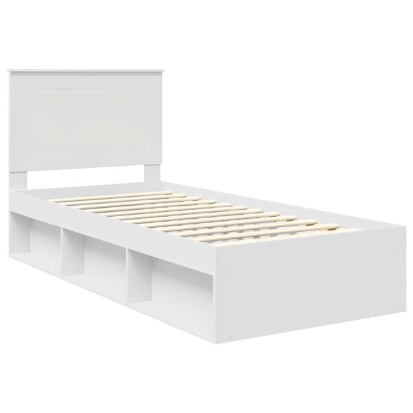 vidaXL Cadru de pat cu headboard Alb 100 x 200 cm Lemn de pin masiv