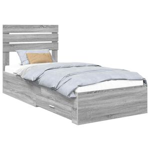 vidaXL Cadru de pat cu sertar cu headboard cu depozitare Lemn compozit
