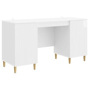 vidaXL Birou Alb foarte lucios 142,5 x 50 x 75 cm Lemn prelucrat