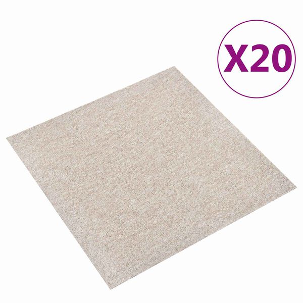 vidaXL Covor 20 pcs Bej deschis 50 x 50 cm 100% polipropilenă