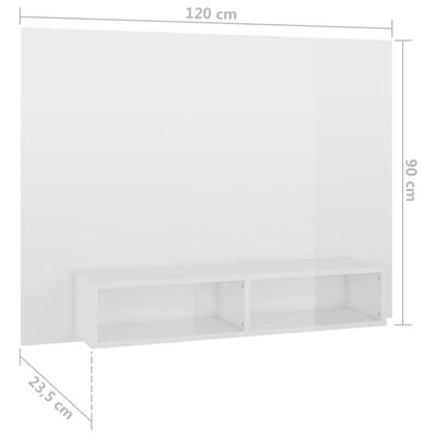 vidaXL Comodă TV de perete, alb extralucios, 120x23,5x90 cm, PAL