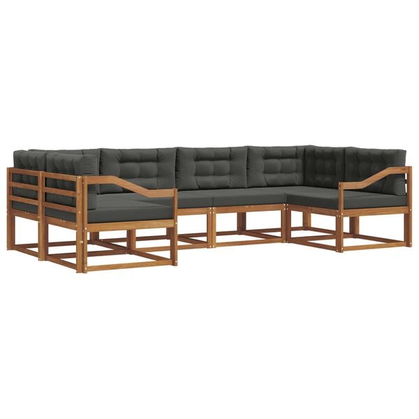 vidaXL Set de canapele de exterior cu pernă 6 pcs Natural și Antracit