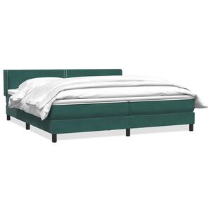 vidaXL Pat box spring cu saltea, verde &icirc;nchis, 180x220 cm, catifea