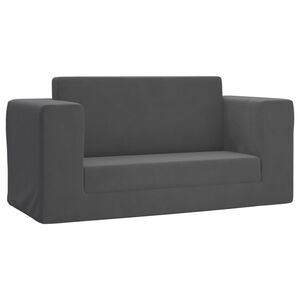 vidaXL Canapea extensibilă de copii cu 2 locuri, antracit, pluș moale