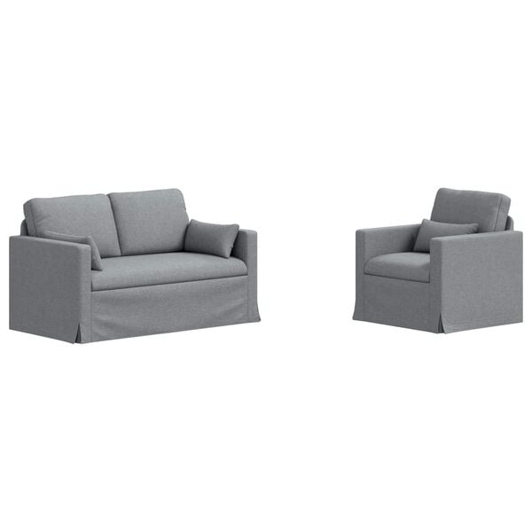 vidaXL Set de canapea 2 pcs Gri deschis 139 x 78 x 80 cm țesătură