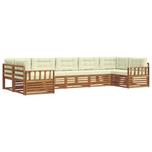 vidaXL Set de canapele de exterior cu pernă 7 pcs Natural și Crem