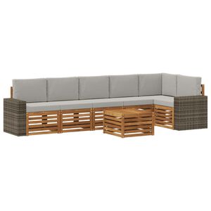 vidaXL Set canapea sectională cu pernă 7 pcs Natural și gri deschis