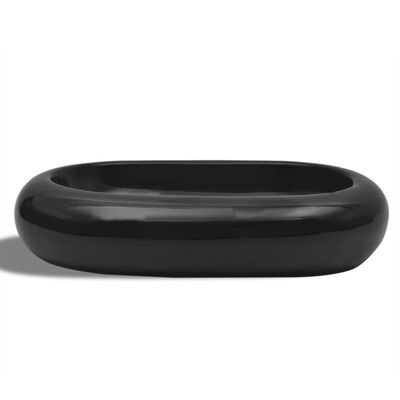 vidaXL Chiuvetă de baie din ceramică, ovală, negru