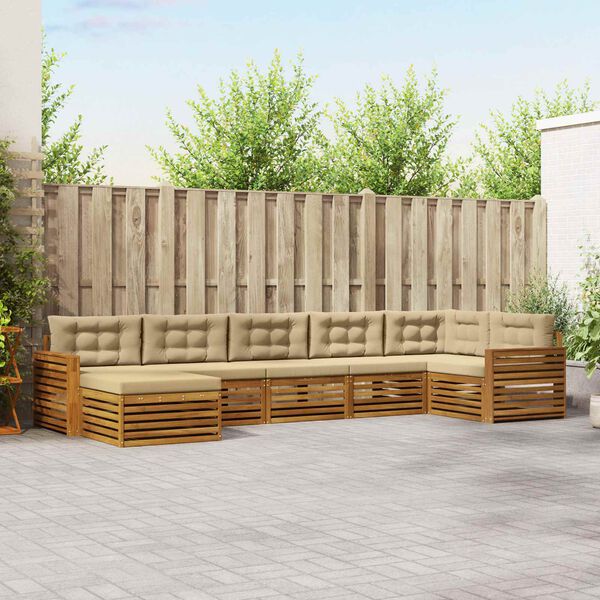 vidaXL Seturi de canapele 7 pcs Natural și Bej Lemn Solid de Acacia