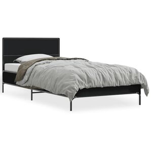 vidaXL Cadru de pat, negru, 90x200 cm, lemn prelucrat și metal