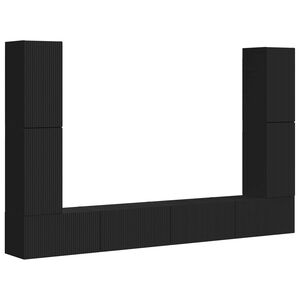 vidaXL Set comodă TV 8 pcs Negru Lemn compozit