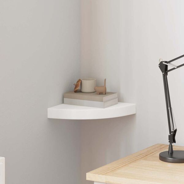 vidaXL Raft colțar de perete, alb, 25 x 25 x 3,8 cm, MDF