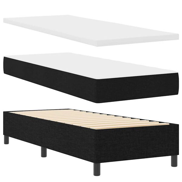 vidaXL Pat cu arcuri cu saltea cu headboard Negru 200 x 80 cm țesătură