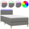 vidaXL Pat cu arcuri, saltea și LED, gri &icirc;nchis, 90x200 cm, textil