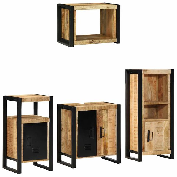 vidaXL Set de mobilier pentru baie cu sertar 4 pcs Lemn de mango solid
