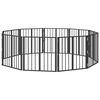 vidaXL Poartă pentru c&acirc;ini 10 pcs Negru 60 x 60 cm Oțel Galvanizat