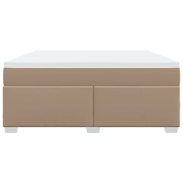 vidaXL Pat box spring cu saltea, cappuccino, 180x200cm piele ecologică