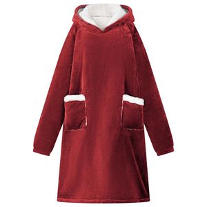 vidaXL Hanorac pătură Roșu Bordeaux s Fleece și Flanel