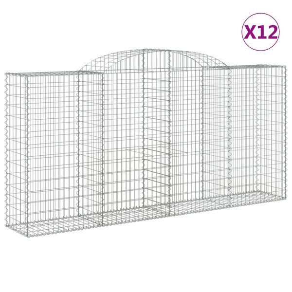 vidaXL Coșuri gabion arcuite 12 buc, 300x50x140/160cm, fier galvanizat