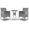 vidaXL Set mobilier de grădină, 3 piese, gri, poliratan