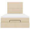 vidaXL Cadru de pat otoman cu saltea crem 120x200cm stofa