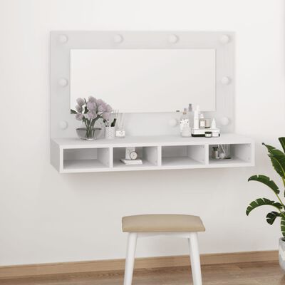 vidaXL Dulap cu oglindă și LED, alb, 90x31,5x62 cm
