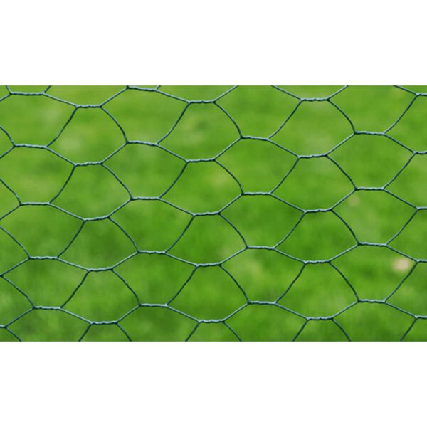 vidaXL Plasă de s&acirc;rmă găini, verde, 25 x 0,5 m, cu &icirc;nveliș PVC