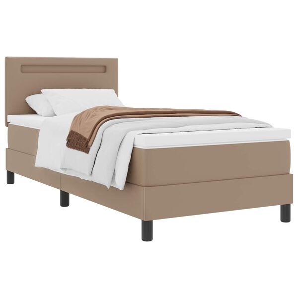 vidaXL Pat cu arcuri Cappuccino 90 x 200 cm Piele artificială