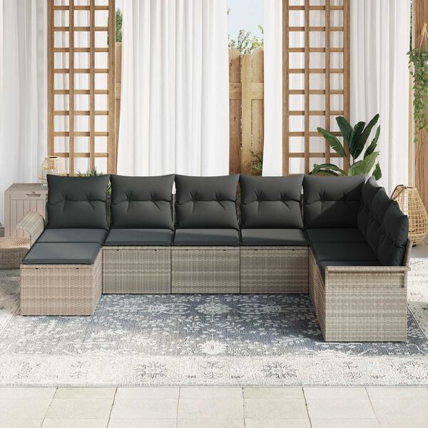vidaXL Set de canapele pentru grădină 8 pcs Gri deschis Rattan poli