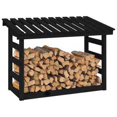 vidaXL Rastel pentru lemne de foc, negru, 108x64,5x78cm lemn masiv pin