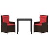vidaXL Set de masă pentru grădină 3 pcs Maro Rattan poli