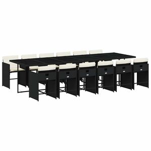 vidaXL Set mobilier de grădină cu perne, 13 piese, negru, poliratan