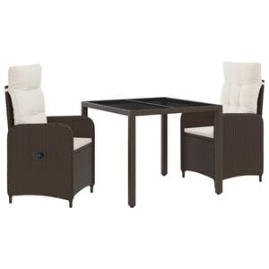 vidaXL Set dining pentru exterior 3 buc. Maro și Alb Crema poliratan