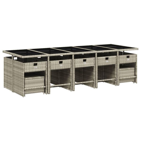 vidaXL Set mobilier de grădină cu perne 15 piese gri deschis poliratan