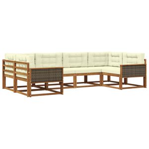 vidaXL Set de canapele de exterior cu pernă 6 pcs Natural și Crem