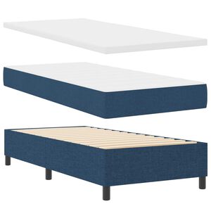 vidaXL Pat cu arcuri cu benzi LED albastru 100 x 200 cm țesătură